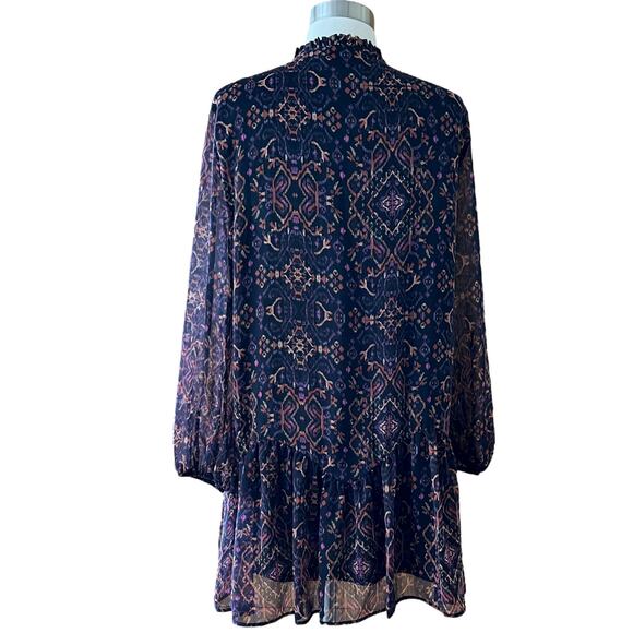 Zara Navy and Pink Patterned Mini Dress - Picture 4 of 14